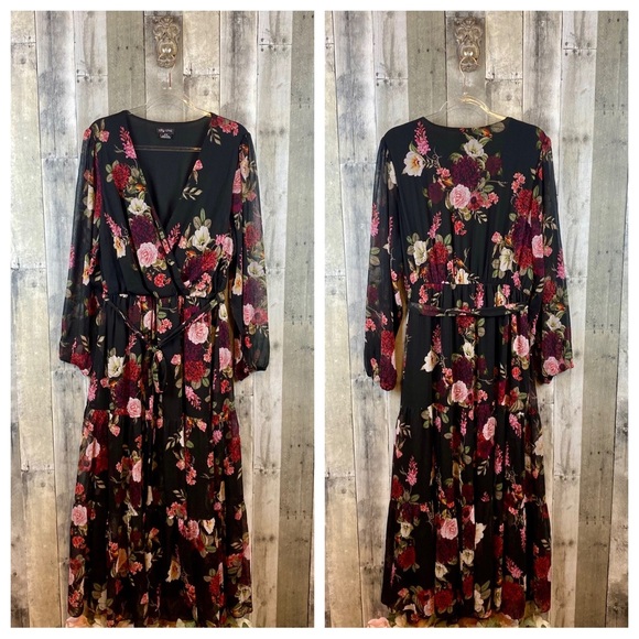 City Chic Floral Paradise Long Sleeve Maxi Dress Size 18. - Picture 2 of 15
